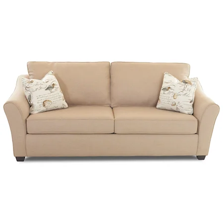 Contemporary Queen Innerspring Sleeper Sofa with Flared Arms